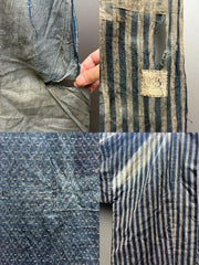 Antique Japanese Boro Textile 8pc Set Indigo Noragi Jacket Samurai Nobori Banner11