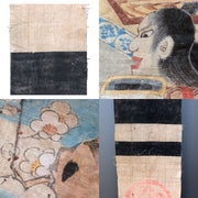Late Edo Japanese Boro Nobori Flag Samurai Hand Painted Hemp BRKW1734