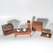 Vintage Japanese Wooden Miniature Set Birdcage Tea Utensils Maki-e Box WO667-20