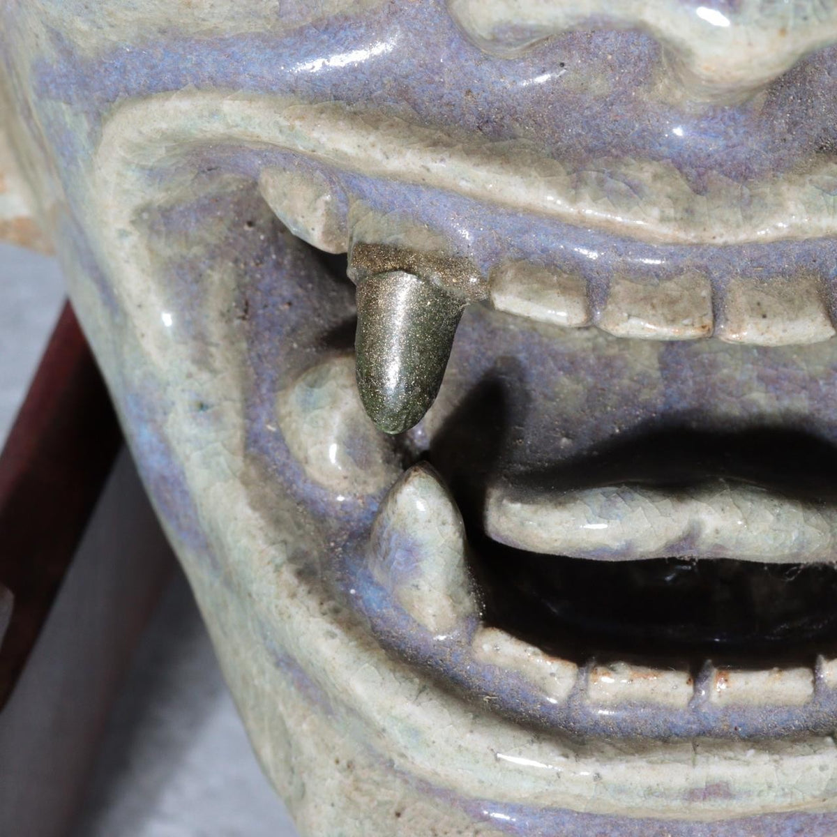 Antique Meiji Showa Mino Ware Ceramic Hannya Mask Shrine Dedication Box7