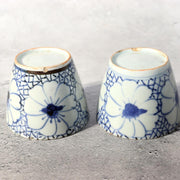 Edo Period Ko-Imari Blue and White Soba Choko Cup Set Net Flower 2pcs Japanese7
