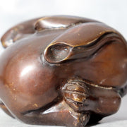 Vintage Japanese Bronze Rabbit Figurine Okimono Pair 1068g BOSa2410