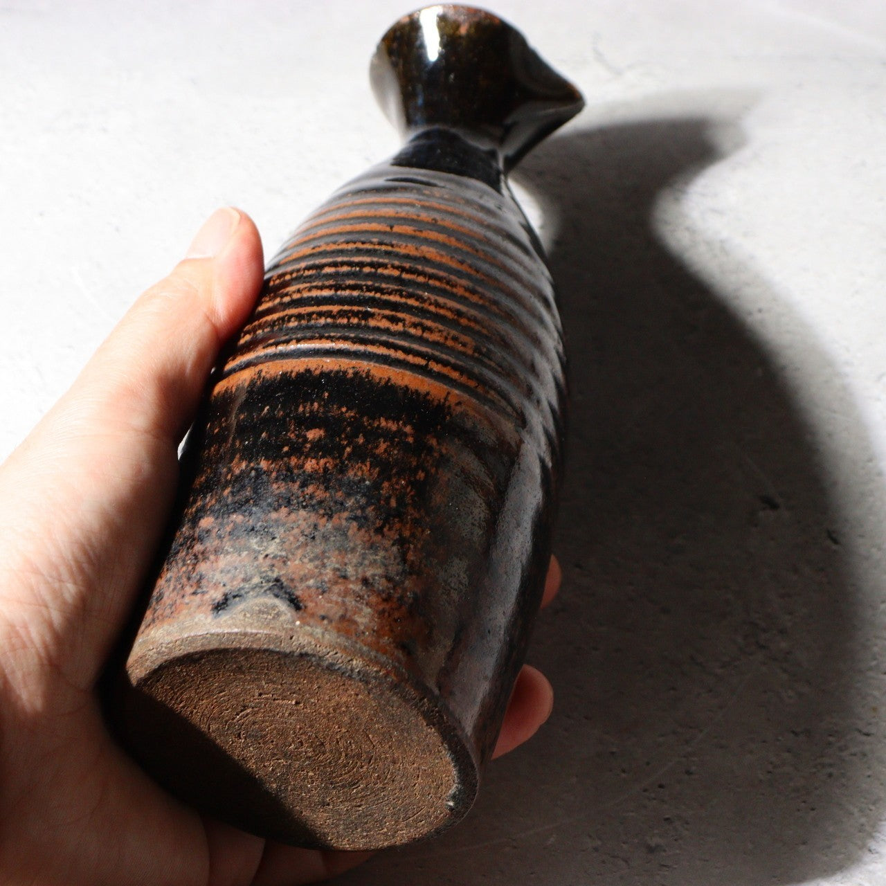 Antique Japanese Seba-yaki Pottery Tokkuri Sake Bottle Nagano Shinshu Vase2
