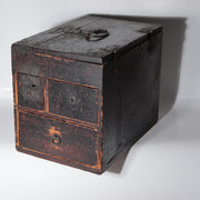 Antique Late Edo Japanese Wooden Black Kake Suzuri Portable Writing Box WO6210