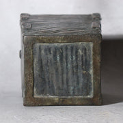 Japanese Meiji -Taisho Bronze Square Vase by Tsuda Shinzui — Mokume Texture6