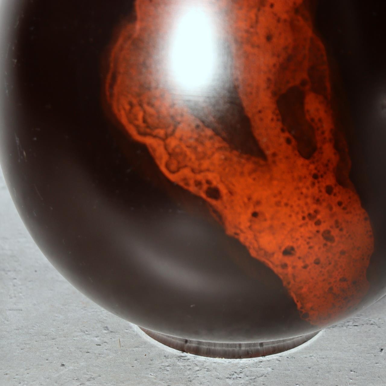 Japanese Bronze Vase Hoko Signed Abstract Red Black Splash Design Vintage BV72310