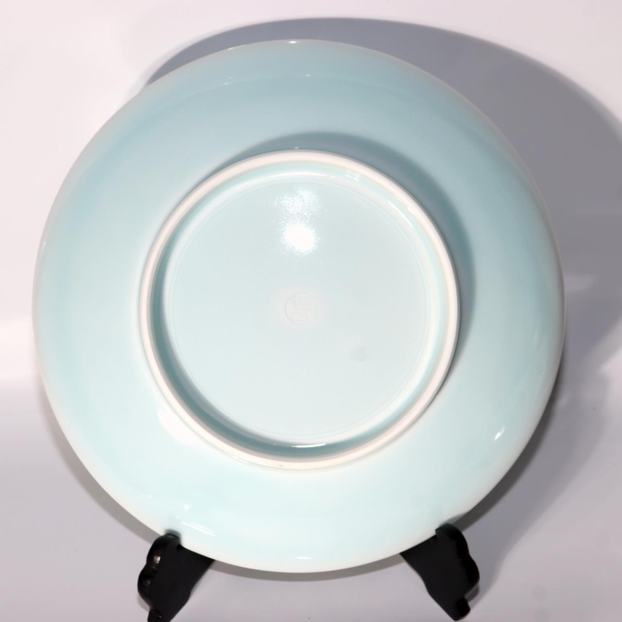 Kaiji Tsukamoto Living National Treasure Seihakuji Celadon Plate Karakusa Signed3