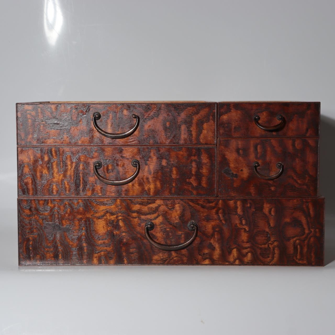Vintage Japanese Tamo Wood Haribako Sewing Box Figured Grain WO6199