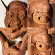 Japanese Antique Wooden Mask Hannya Wall Decor Hardwood Detachable Horns 700g9