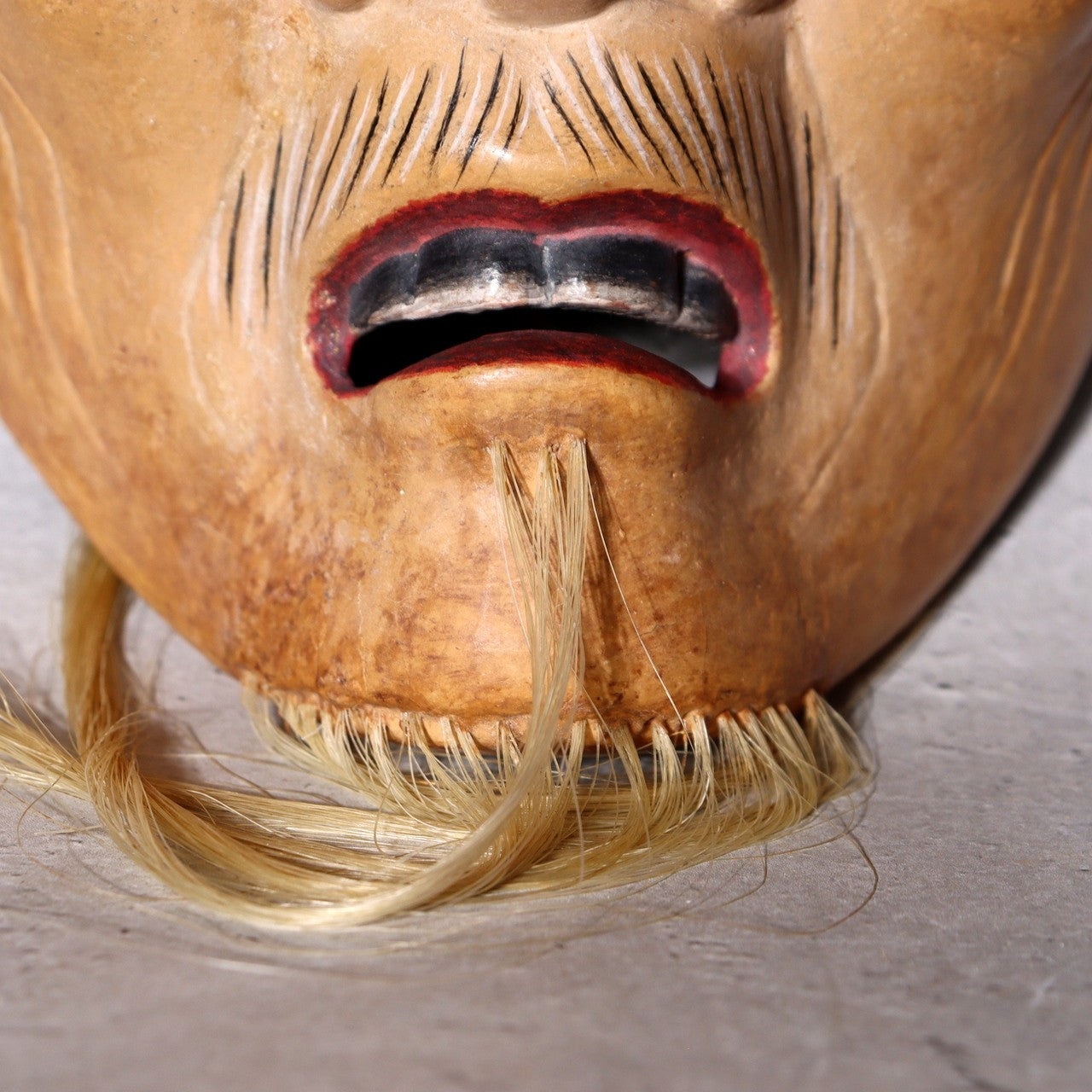Japanese Hand-Carved Wooden Noh Mask Kojou Refined Old Man Storage Bag MSK5398