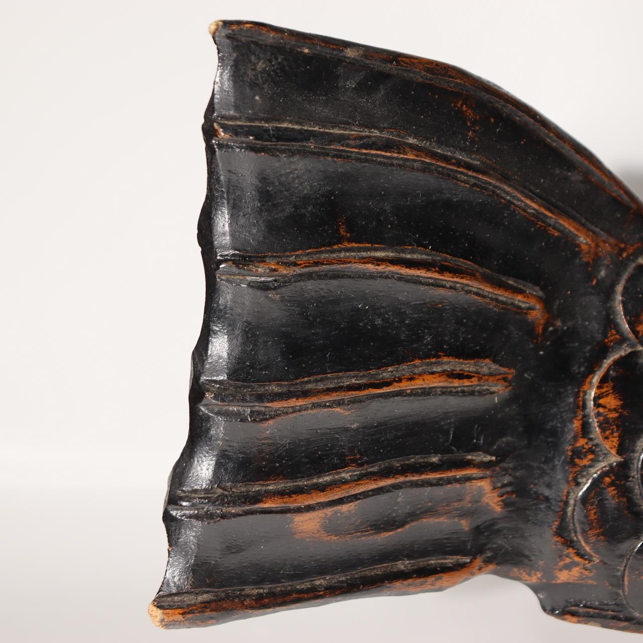 Japanese Vintage  Wood Carved Fish Jizaikagi Yokogi Hearth Hook Crossbar Mingei5