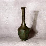 Vintage Japanese Bronze Bud Vase Faceted Hexagon Small Rare Mini Size Zen BV7205