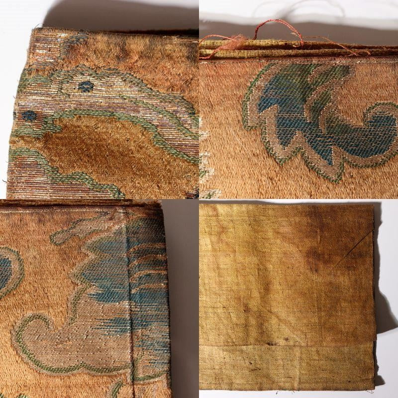 Antique Japanese Buddhist Kinran Brocade Temple Banner Dynamic Dragon Motif6