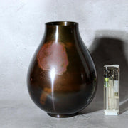 Japanese Master Bronze Vase "Sato no Yama" by Hasegawa Yoshihisa Nitten Juror2