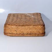 Vintage Japanese Woven Bamboo Box Rectangular Basket Lid Case BVO728