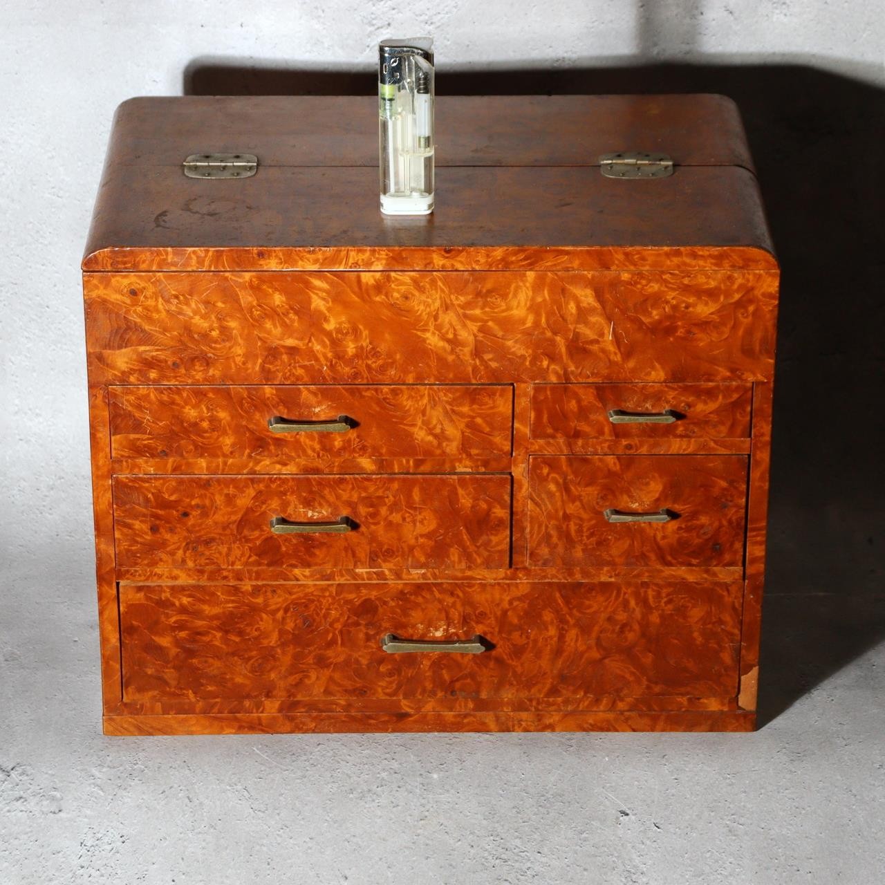 Japanese Vintage Wooden 3-Drawer Mini Tansu Hari-bako Sewing Box Organizer 31.5c3