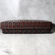Vintage Japanese Bamboo Woven Rectangular Box Two-Tone Basketry3