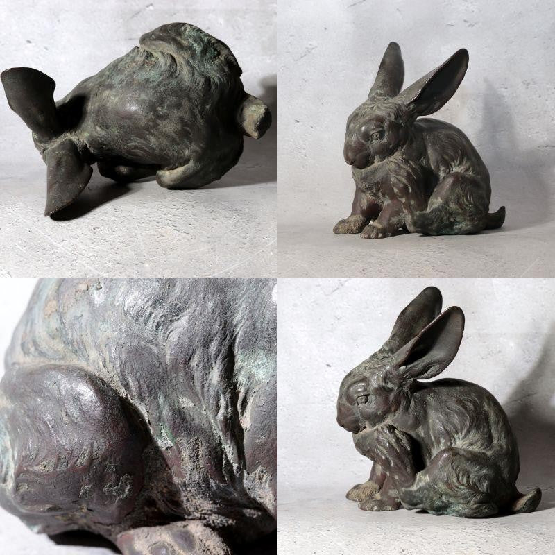 Antique Japanese Bronze Rabbit Okimono Taisho 1919 Signed Ono Tohachi 2.53kg13
