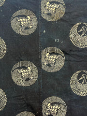 Meiji Period Japanese Indigo Katazome Cotton Fabric Crane Turtle BRKW17821