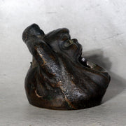 Vintage Japanese Bronze Yawning Daruma Figurine Ashtray Incense Burner Heavy4