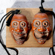 Antique Japanese Boxwood Netsuke Masks - Saru-tobide & Ko-tobide Style - 2pc Set18