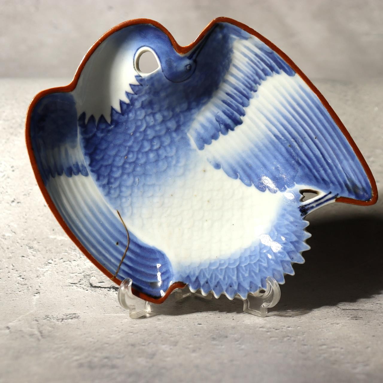 Antique Japanese KoImari AiKutani Porcelain Dish Crane Bird 17th C. Edo IP12612