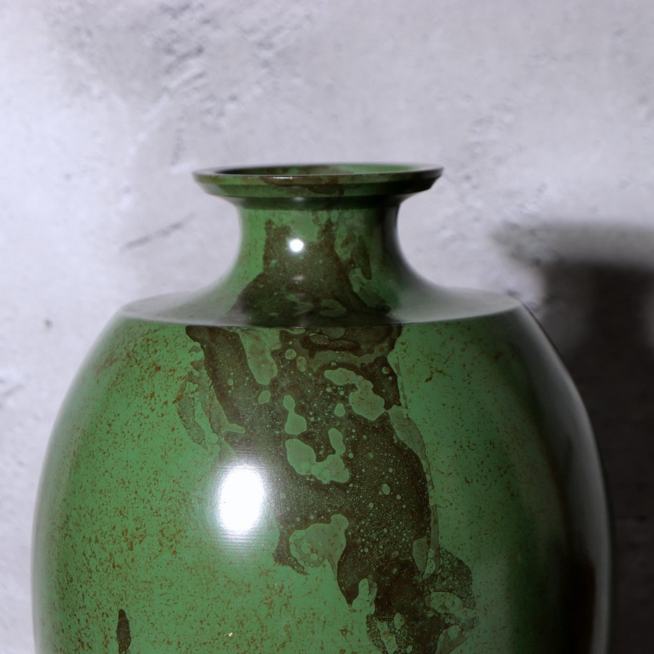 Takaoka Copperware Green Bronze Vase Japanese Flower Holder Ornament BV77310