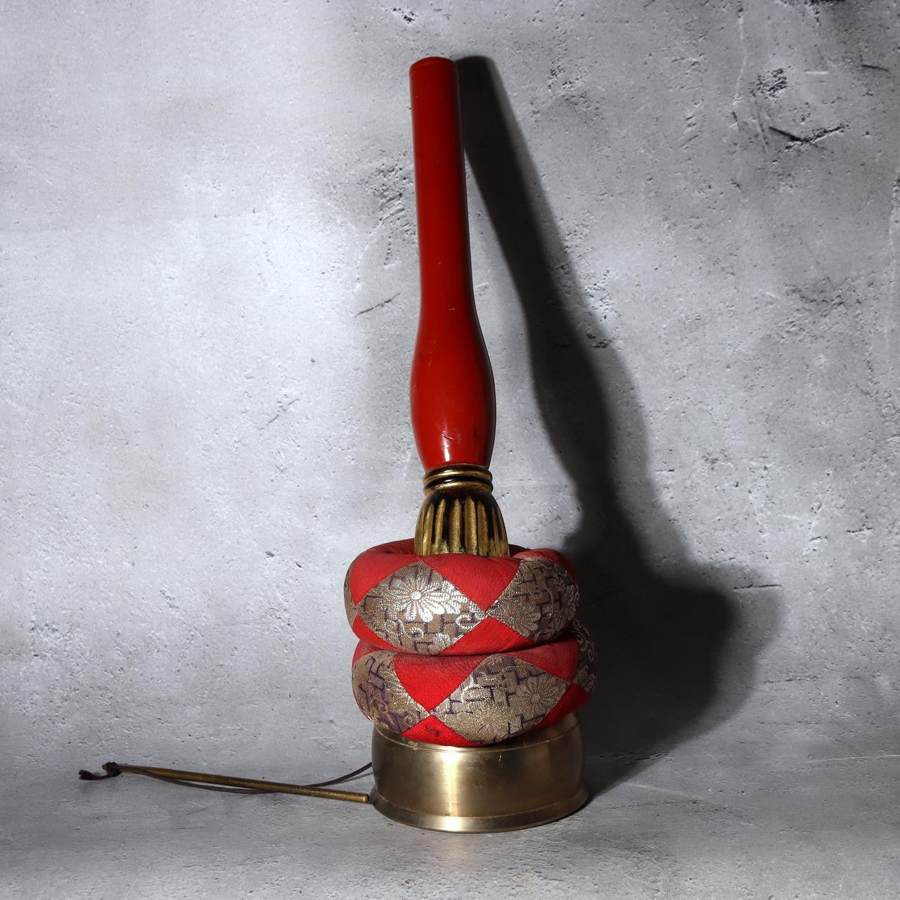 Japanese Vintage Shinto Suzu Bell with Braided Worship Rope Shrine Tassel 99cm7
