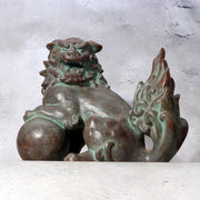Vintage Japanese Cast Bronze Shishi Lion Statue Tama-tori Guardian Dog 4.2kg17