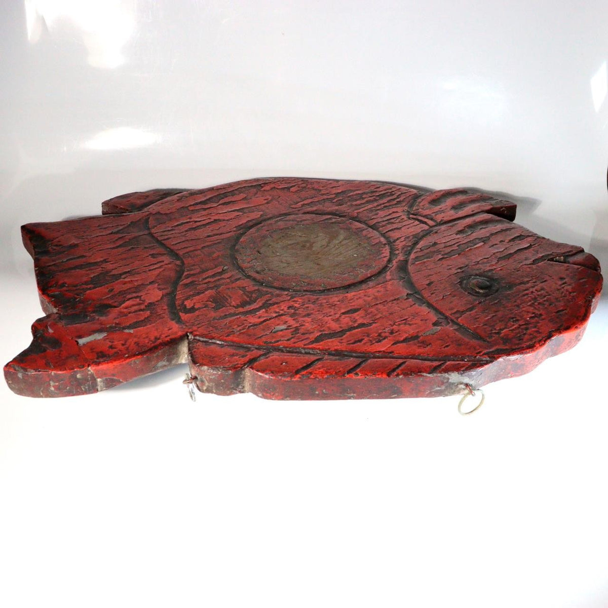 Antique Japanese Buddhist Wooden Fish Board Gyoban Kaipan Red Lacquer Temple10