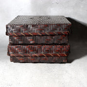 Vintage Japanese Bamboo Woven Rectangular Box Set of 2 Geometric Pattern Basket8