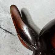 Japanese Bronze Rabbit Pair Okimono Statue Figurine Mottled Red Patina Zen15