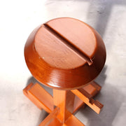 Vintage Japanese Wooden Kabuto Samurai Helmet Display Stand Armor Base WO5403