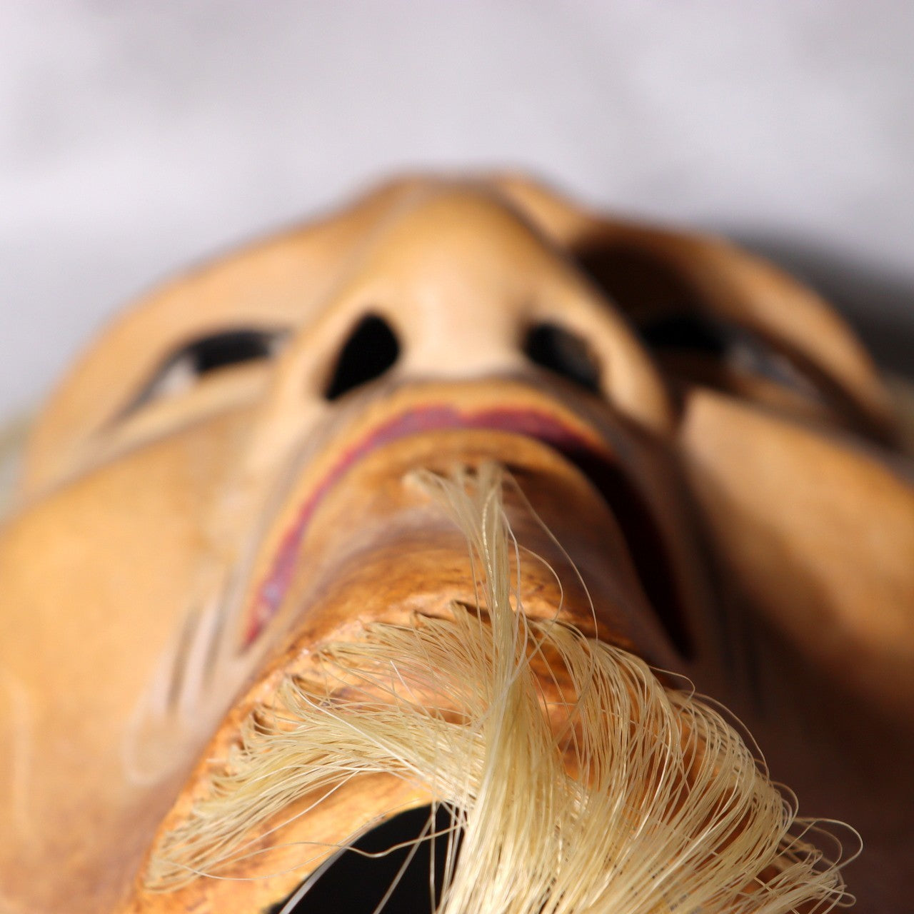 Japanese Hand-Carved Wooden Noh Mask Kojou Refined Old Man Storage Bag MSK5395
