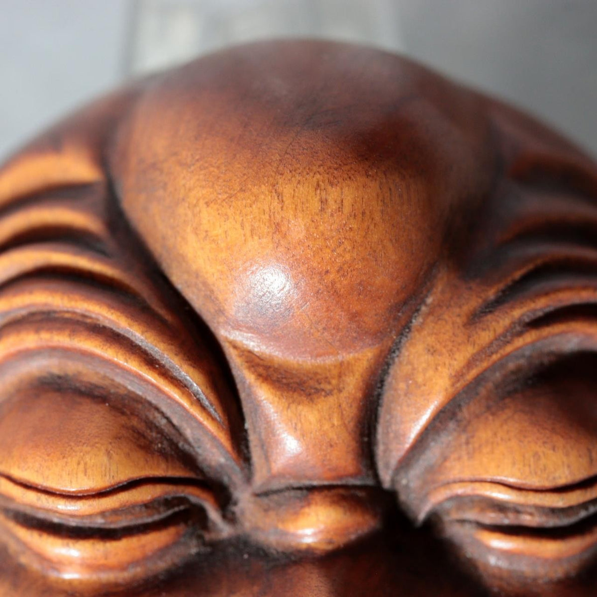 Japanese Carved Boxwood Mask Netsuke Buaku Kyogen Signed Jiro NW2726