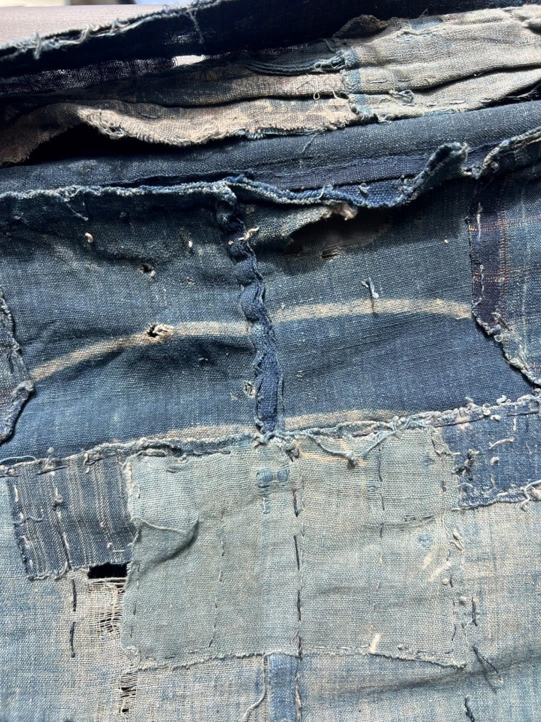 Authentic Antique Japanese Boro Textile - Indigo Patched Sashiko Cotton21