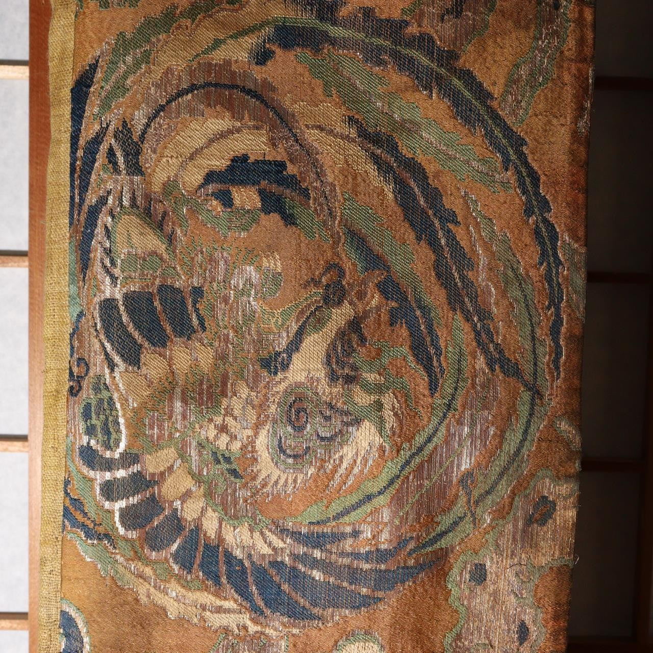 Antique Japanese Buddhist Kinran Brocade Temple Banner Dynamic Dragon Motif10