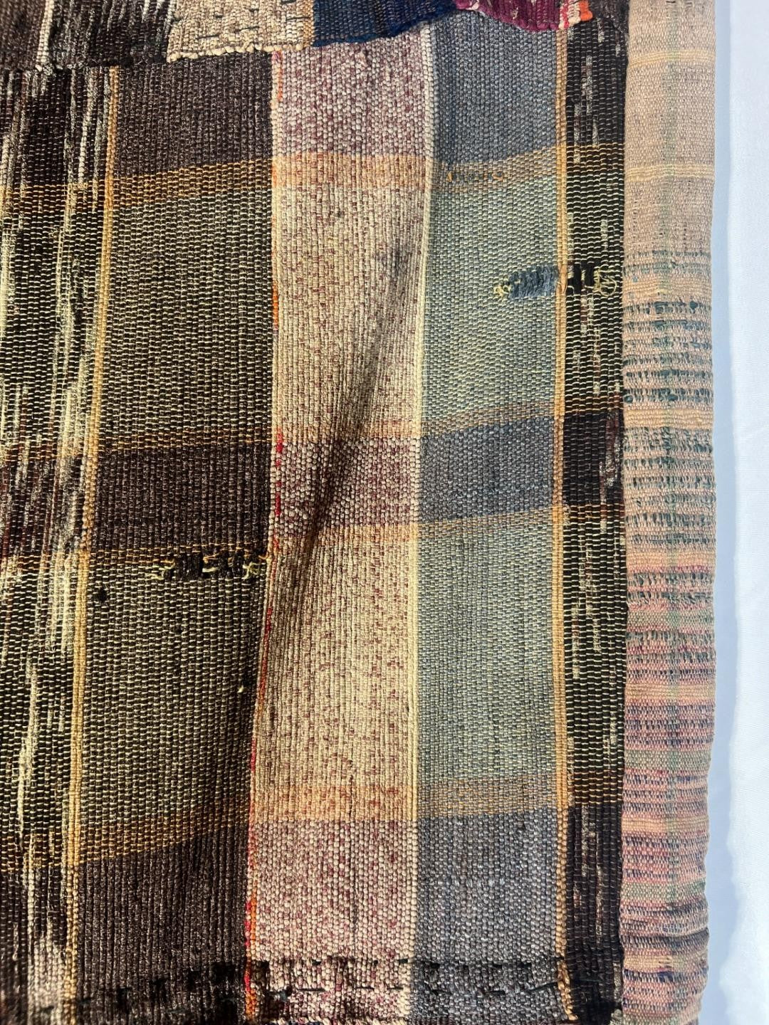 Vintage Japanese Sakiori Rag Weaving Kofu Textile Striped Rug BRKW1916
