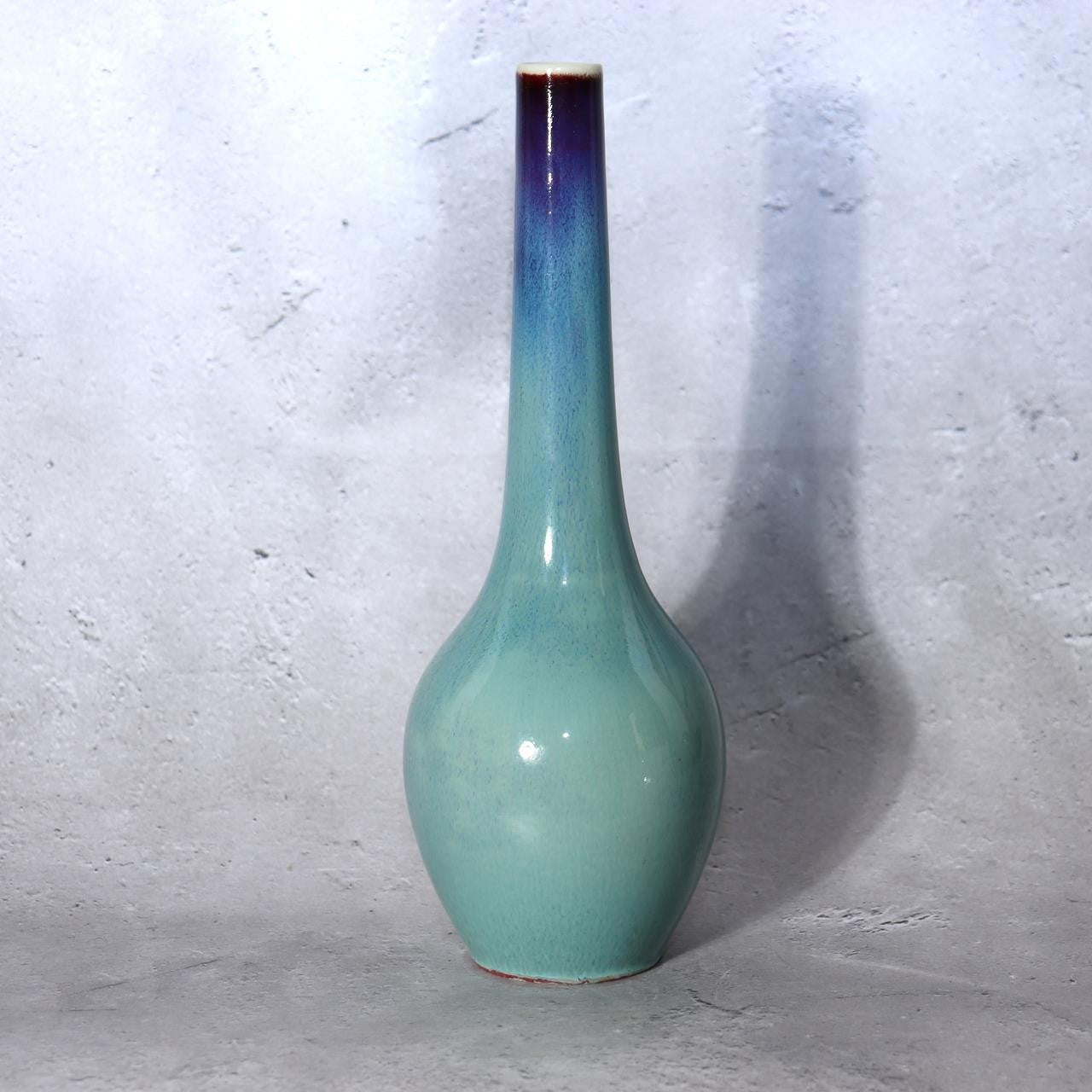 Stunning Japanese Peacock Glaze Vase by Masahide Matsuyama - Signed Tomobako3