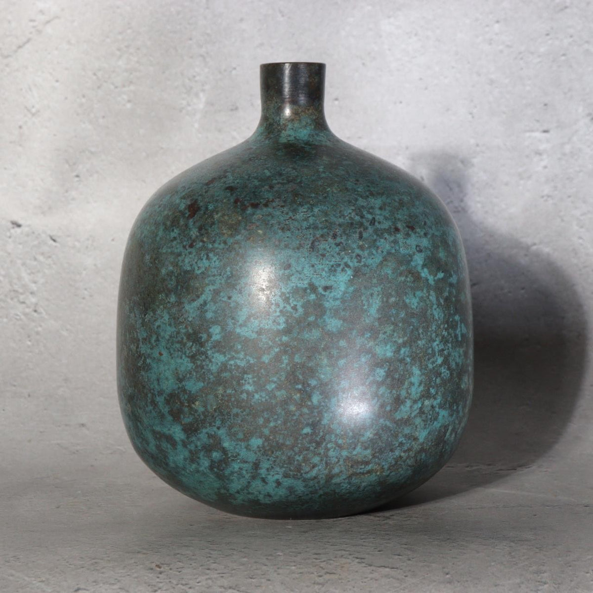 Vintage Japanese Bronze Vase Mottled Blue Green Patina BV7840