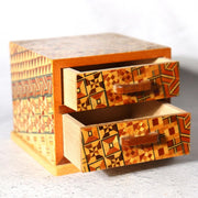 Vintage Japanese Bamboo Lidded Box Hakone Yosegi Chest Lacquer Sake Cup Set6