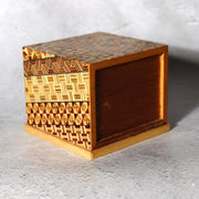 Vintage Japanese Bamboo Lidded Box Hakone Yosegi Chest Lacquer Sake Cup Set7