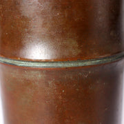Japanese Vintage Cast Bronze Ikebana Vase - Bamboo Trunk Style with Handle BV7427