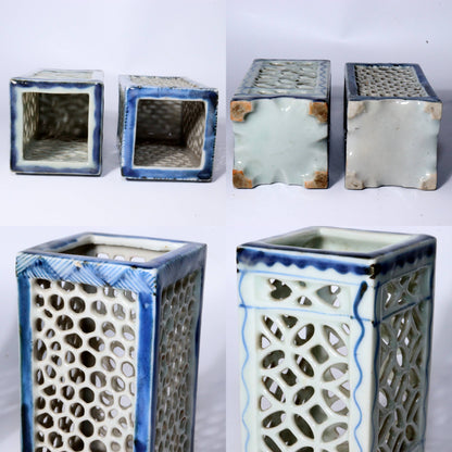 Set of 8 Antique Japanese Imari & Hirado Porcelain Pen Holders and Bud Vases