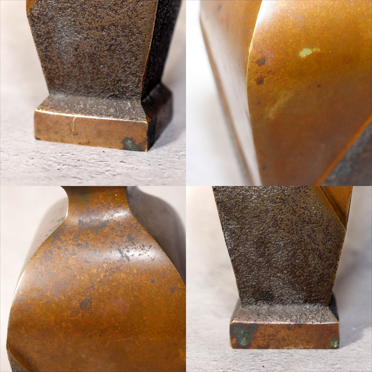 Art Deco Bronze Vase Geometric Design US Made Vintage 20thC 21.5cm