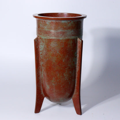 Tando Marutani Japanese Vintage Bronze Vase Unique Tripod Design Art Deco BV588