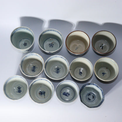 Antique Japanese Blue & White Porcelain Cups - Reference Pieces Soba choko IP112