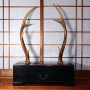 Japanese wooden Sword Rack Stand Deer antlers Kazuno Drawer Meiji era SWR348