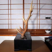 Japanese wooden Sword Rack Stand Deer antlers Kazuno Drawer Meiji era SWR348