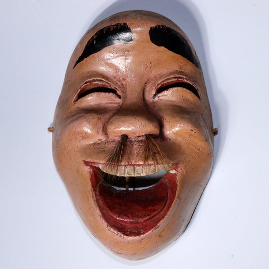 Antique Japanese Wooden Mask Folk Festival Mask Hyottoko God Style Indigenous
